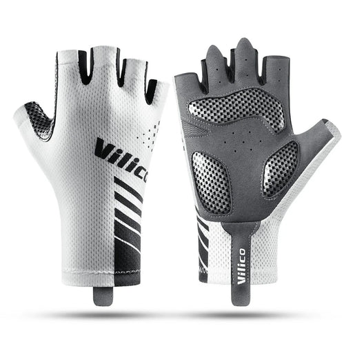 VILICO A0132 1Pair Cycling Gloves Half Finger Touchscreen Anti Slip Sports Gloves for Outdoor / Biking / Fishing, White XL - 1