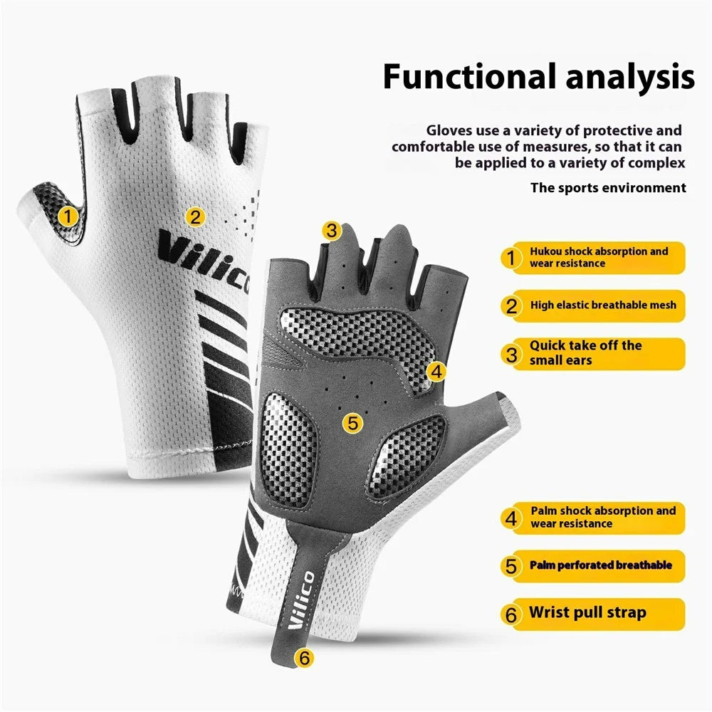 VILICO A0132 1Pair Cycling Gloves Half Finger Touchscreen Anti Slip Sports Gloves for Outdoor / Biking / Fishing, White XL - 2