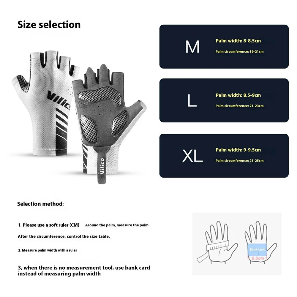 VILICO A0132 1Pair Cycling Gloves Half Finger Touchscreen Anti Slip Sports Gloves for Outdoor / Biking / Fishing, White XL - 6
