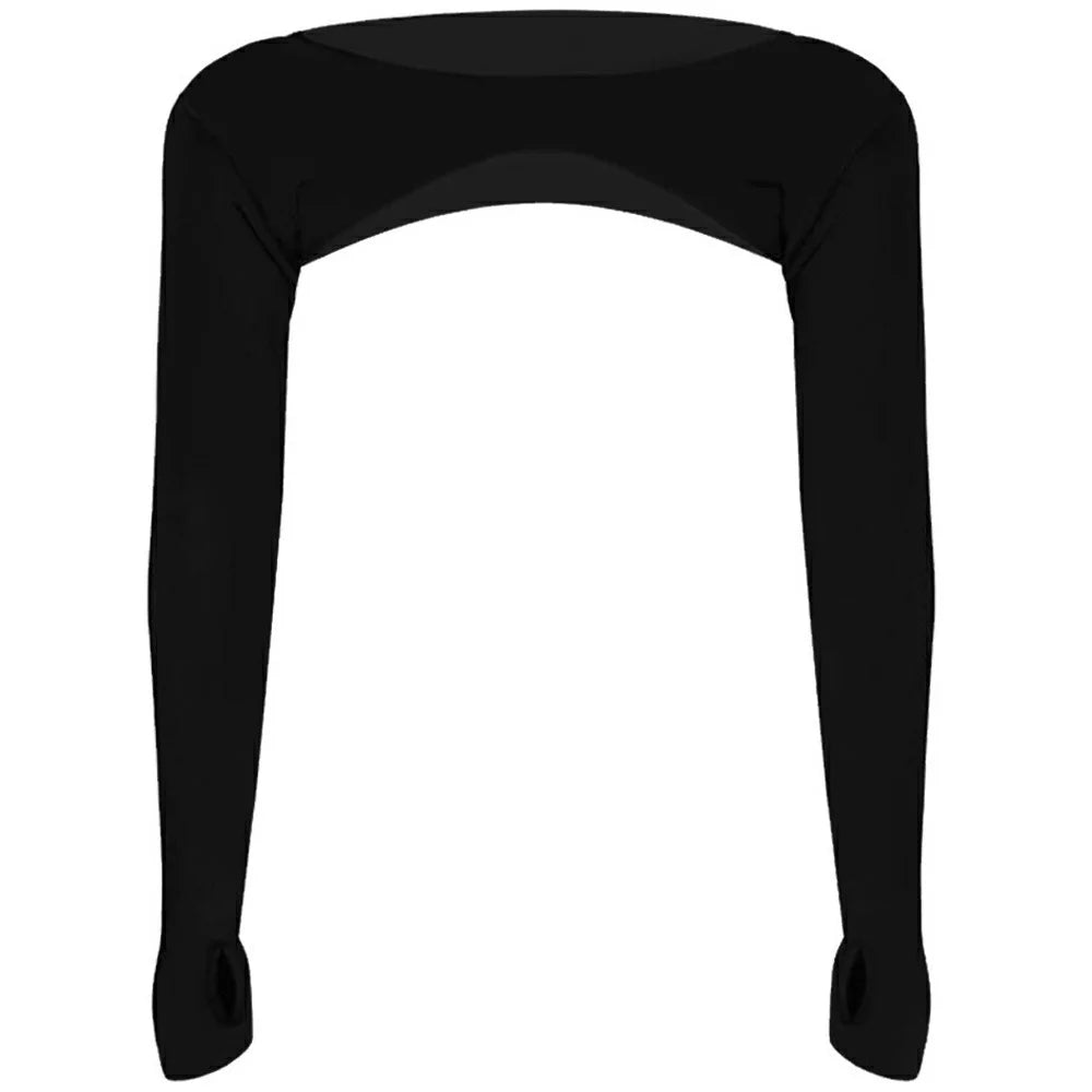 Summer Outdoor Sports Top for Women Shapewear Pullover Lightweight Breathable Elastic Shawl UV Protection - Black - 1