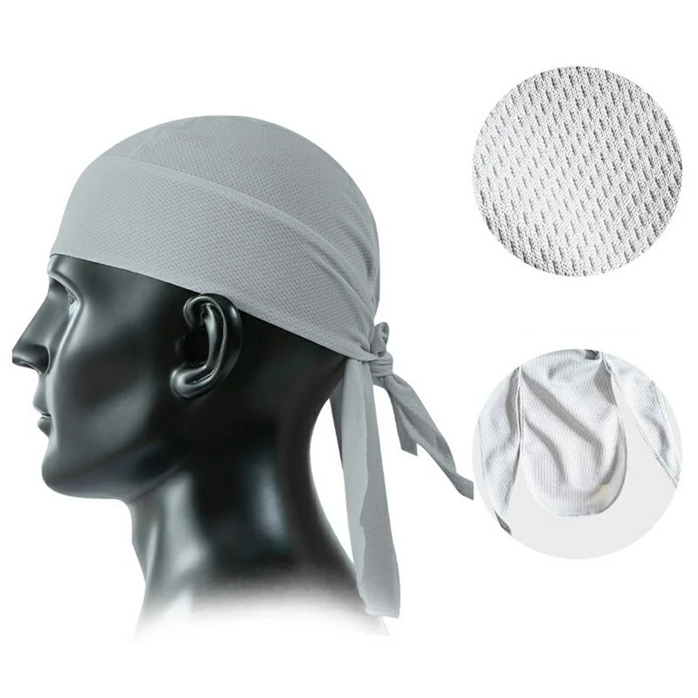 Summer Cycling Cap Helmet Liner Mesh Bandana Sports Hat Breathable Quick Dry Headwear for Outdoor - Light Grey - 1