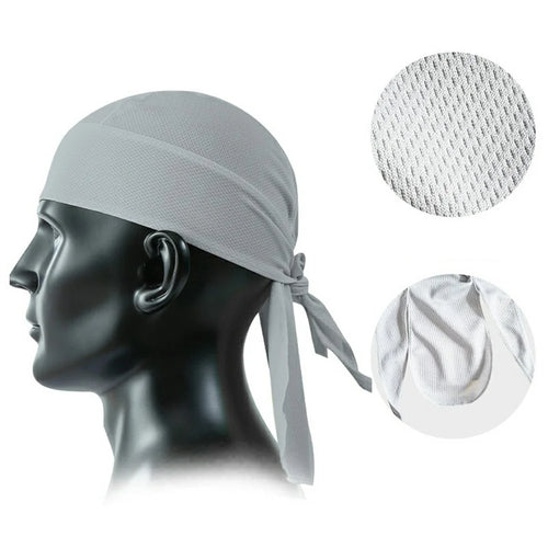 Summer Cycling Cap Helmet Liner Mesh Bandana Sports Hat Breathable Quick Dry Headwear for Outdoor - Light Grey - 1