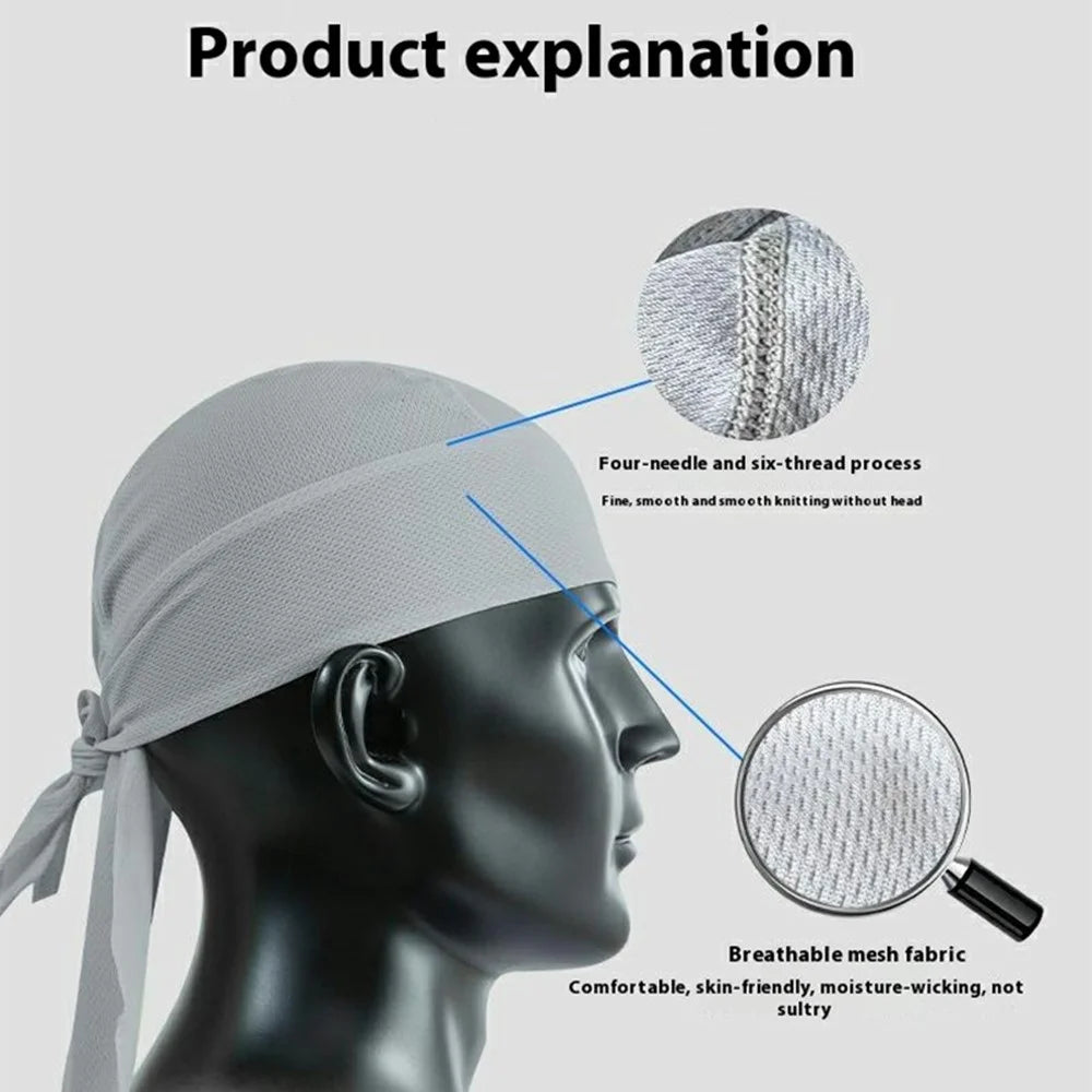 Summer Cycling Cap Helmet Liner Mesh Bandana Sports Hat Breathable Quick Dry Headwear for Outdoor - Light Grey - 2