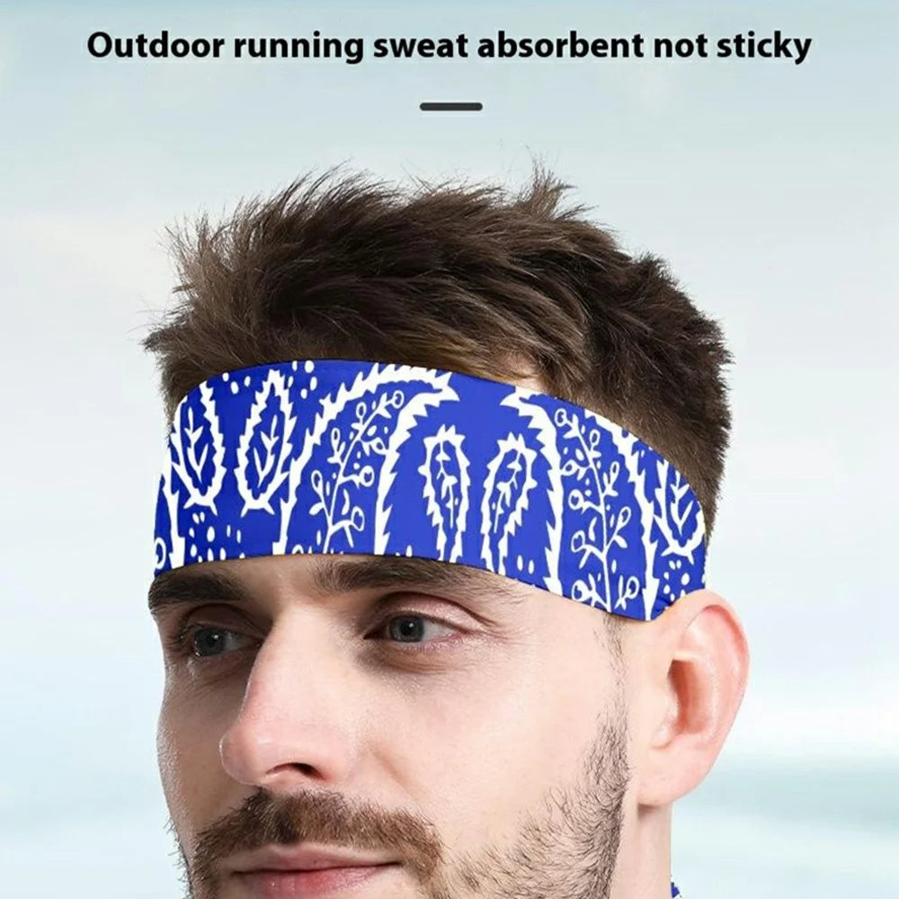 Tie Headbands for Women Men Leaf Print Sports Sweat Basketball Sweatband Moisture Wicking - BHFD-007 - 2