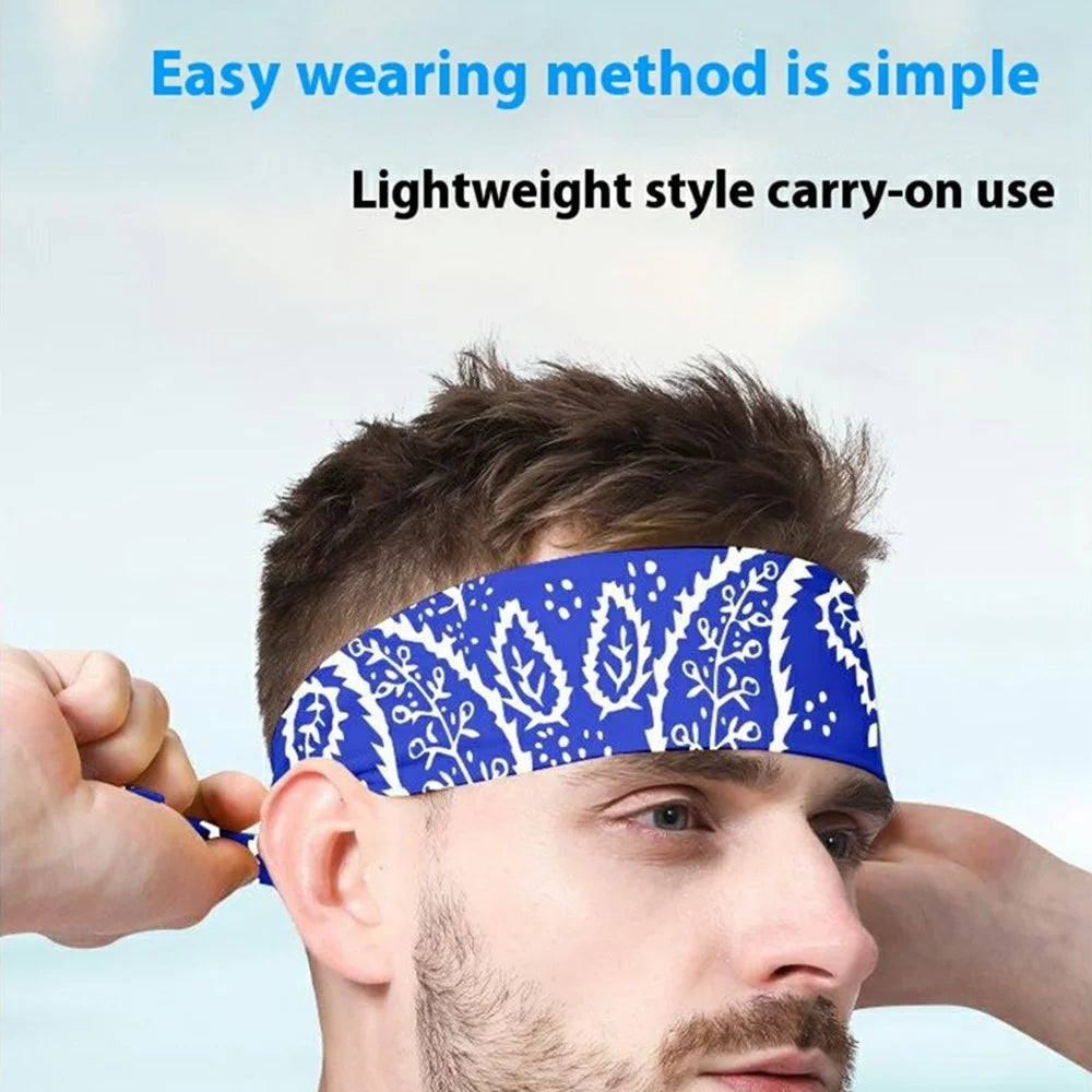 Tie Headbands for Women Men Leaf Print Sports Sweat Basketball Sweatband Moisture Wicking - BHFD-007 - 3