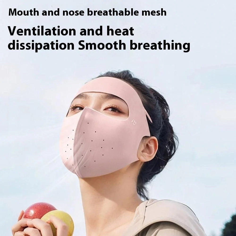 GOLOVEJOY XKZ68 Women Summer Cooling Full Face Mask Outdoor Ice Silk Breathable Sun Shield Mask - Pink - 2