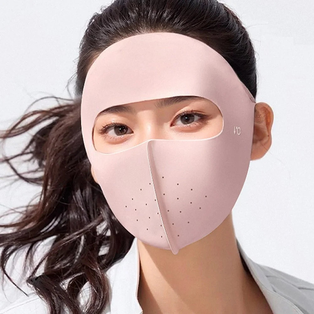 GOLOVEJOY XKZ68 Women Summer Cooling Full Face Mask Outdoor Ice Silk Breathable Sun Shield Mask - Pink - 3