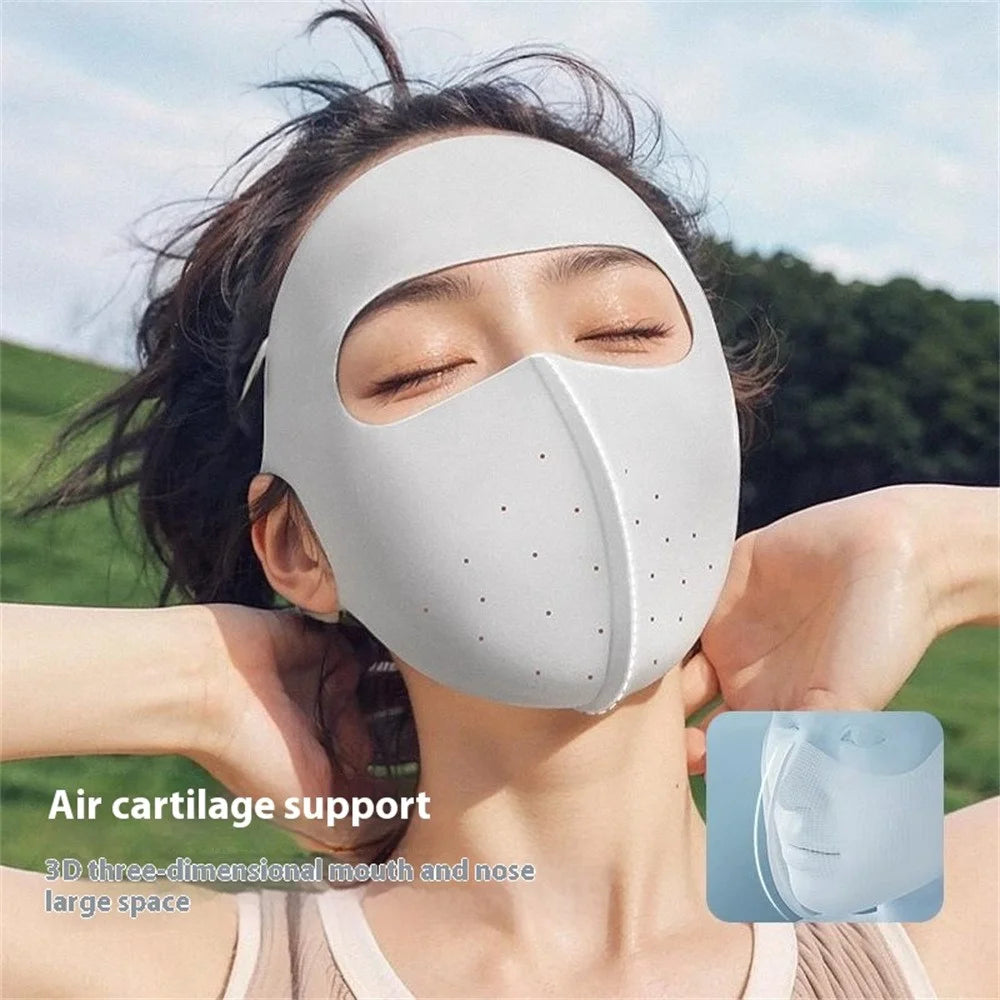 GOLOVEJOY XKZ68 Women Summer Cooling Full Face Mask Outdoor Ice Silk Breathable Sun Shield Mask - Pink - 5
