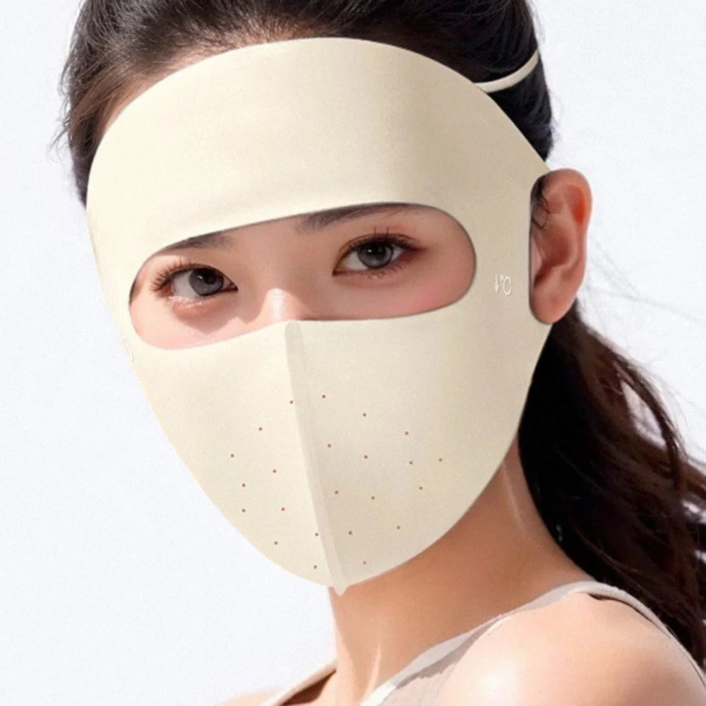 GOLOVEJOY XKZ68 Women Summer Cooling Full Face Mask Outdoor Ice Silk Breathable Sun Shield Mask - Pink - 7
