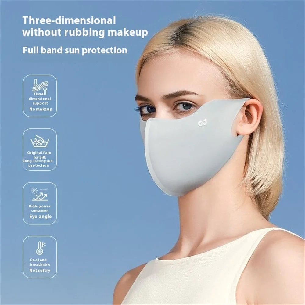 GOLOVEJOY XKZ62 Summer Cooling Sun Protection Face Mask Breathable 3D Full Face Cover for Outdoor - Arctic Grey - 3
