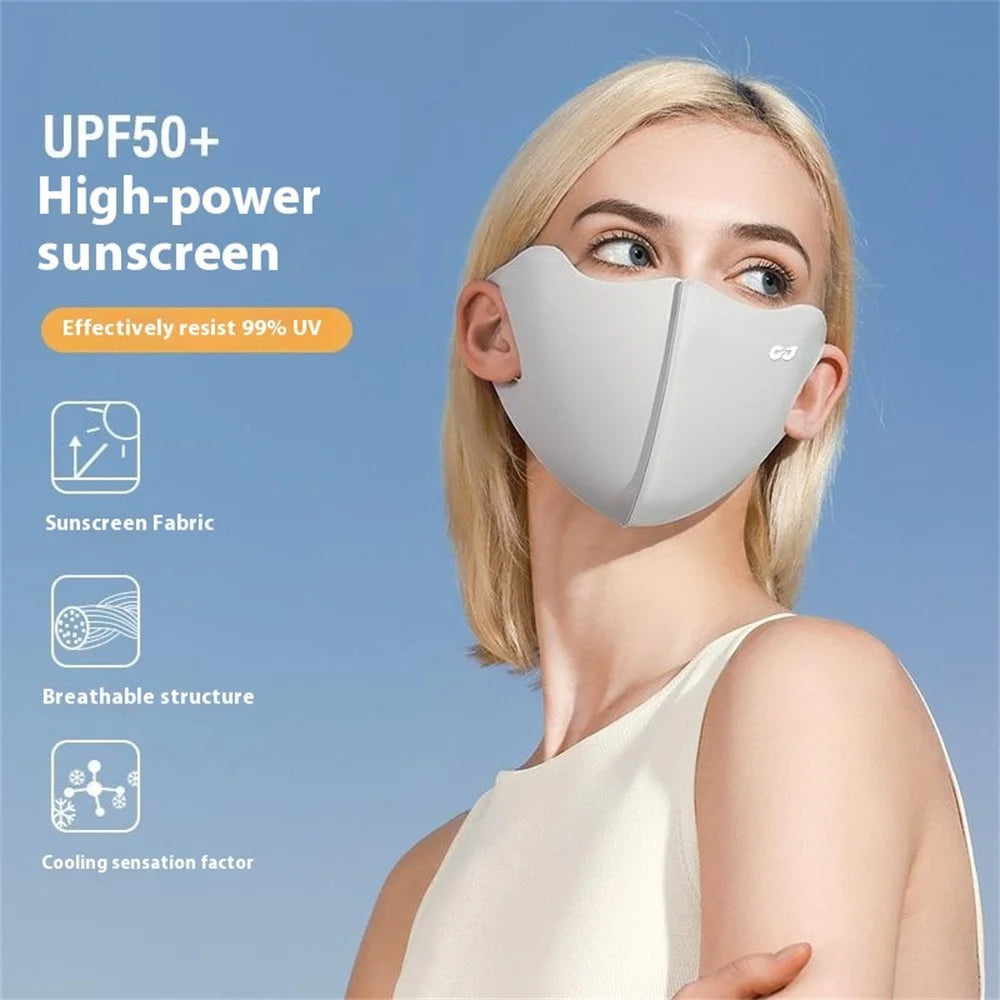 GOLOVEJOY XKZ62 Summer Cooling Sun Protection Face Mask Breathable 3D Full Face Cover for Outdoor - Arctic Grey - 4