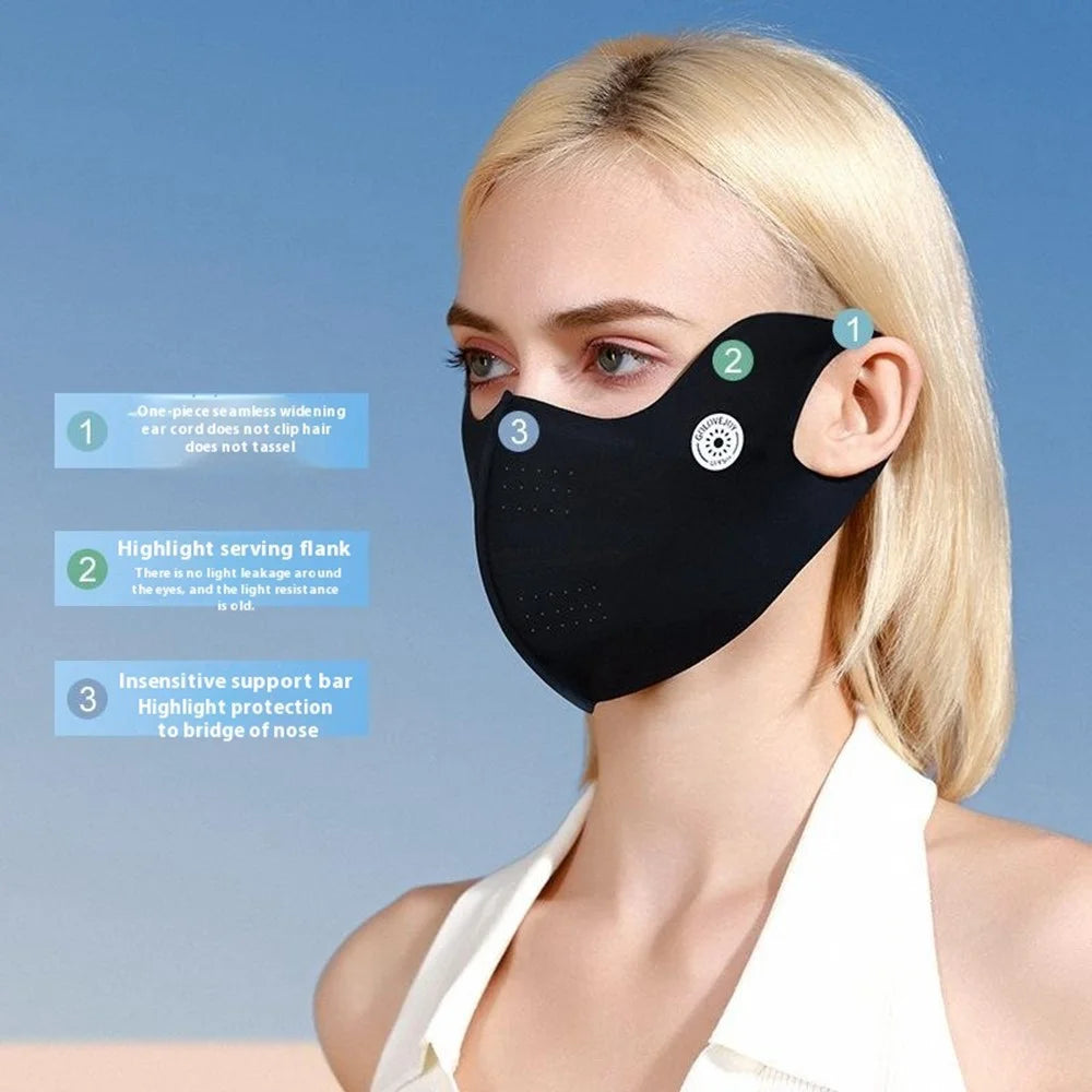 GOLOVEJOY XKZ58 Small Size Breathable Face Mask UV Protection Eye Corner Shield Summer Mask - Black - 2