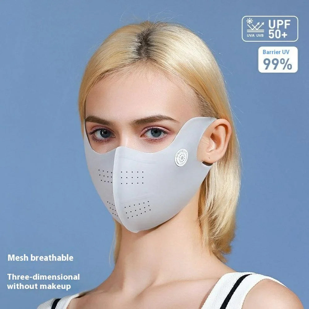 GOLOVEJOY XKZ58 Outdoor Breathable Face Mask UV Protection Summer 3D Face Cover Size L - Light Grey - 2