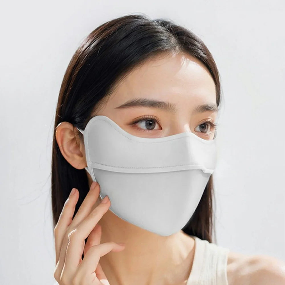 GOLOVEJOY XKZ67 Ice Silk Summer Sun Protection Face Mask for Outdoor Cycling Breathable Face Cover - Light Grey - 2