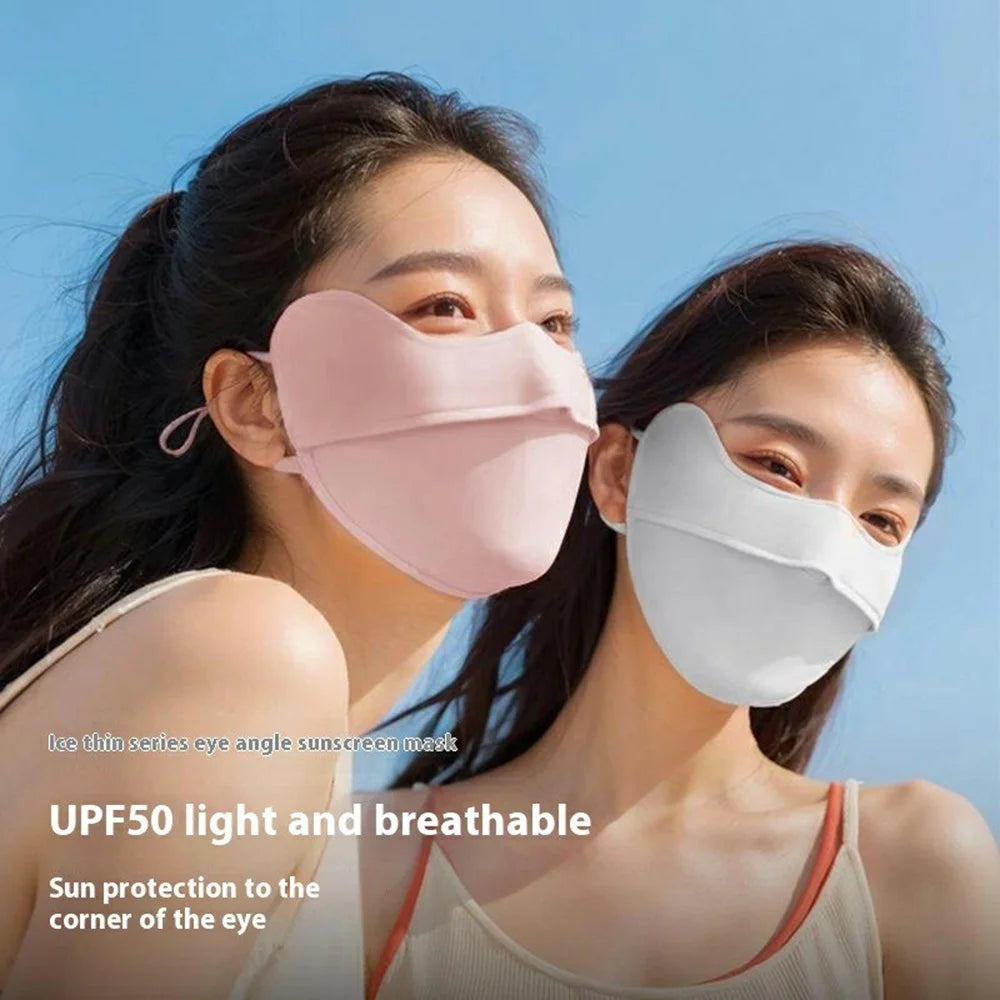 GOLOVEJOY XKZ67 Ice Silk Summer Sun Protection Face Mask for Outdoor Cycling Breathable Face Cover - Light Grey - 5