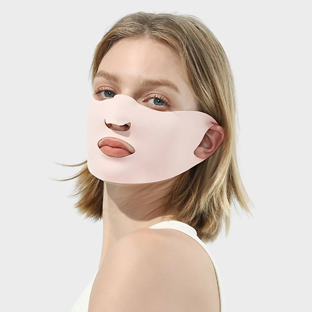 JLBSKZ 3D Face Mask Summer Sun Protection Breathable Ice Silk Face Cover for Outdoor Activities - Pink - 2