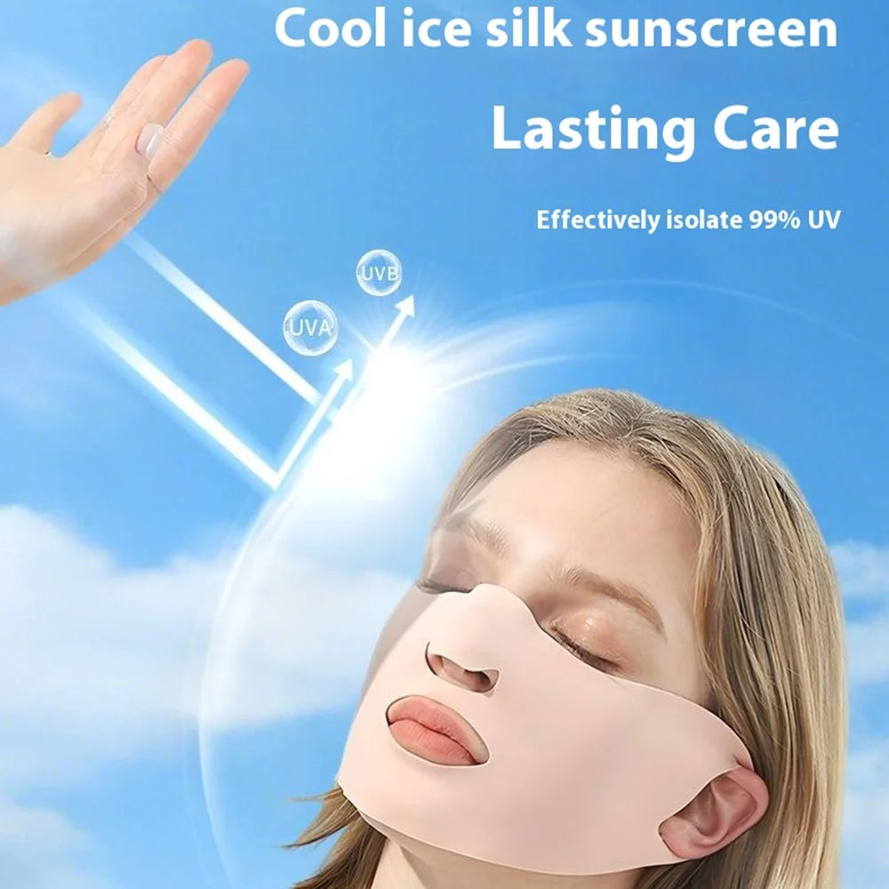 JLBSKZ 3D Face Mask Summer Sun Protection Breathable Ice Silk Face Cover for Outdoor Activities - Pink - 4
