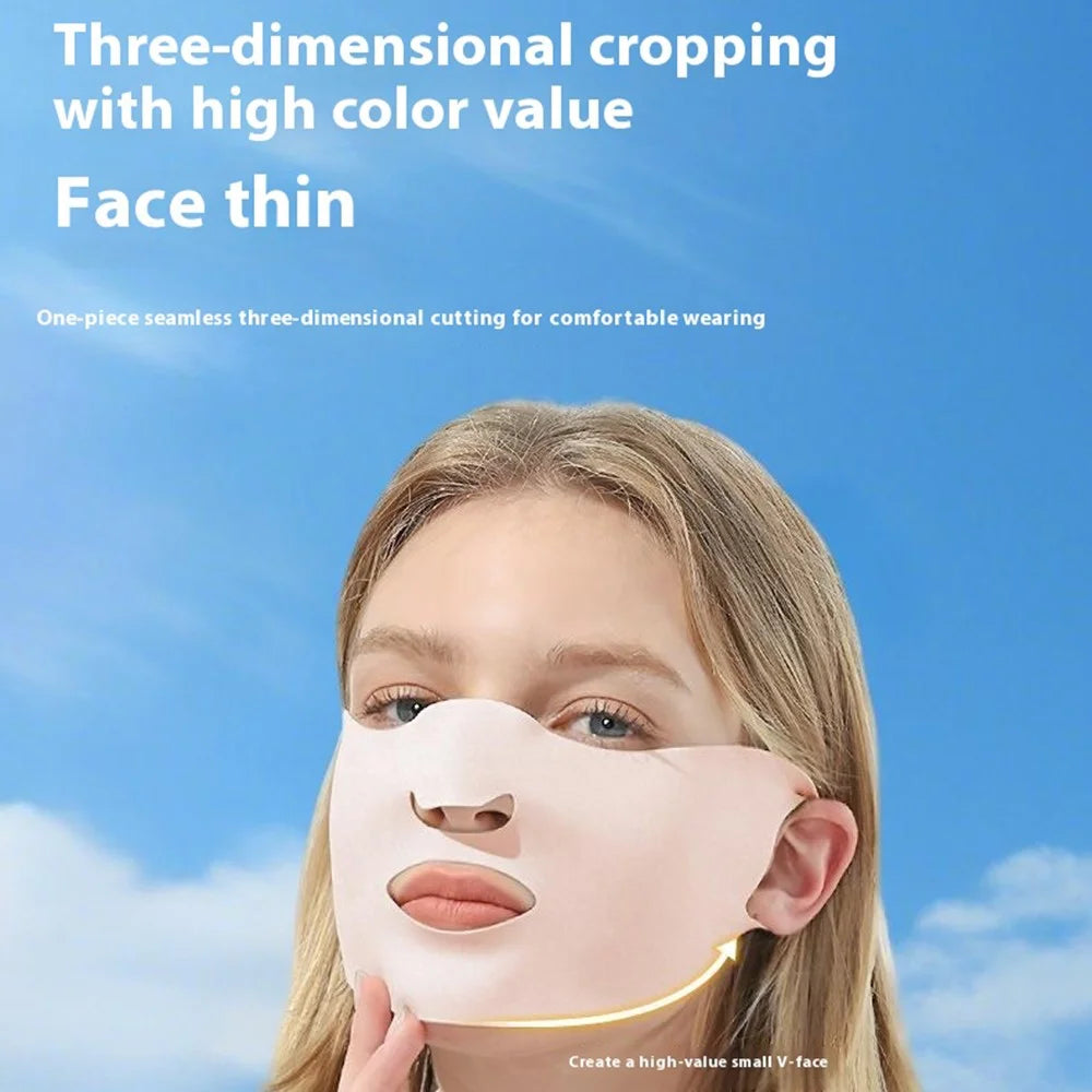 JLBSKZ 3D Face Mask Summer Sun Protection Breathable Ice Silk Face Cover for Outdoor Activities - Pink - 5