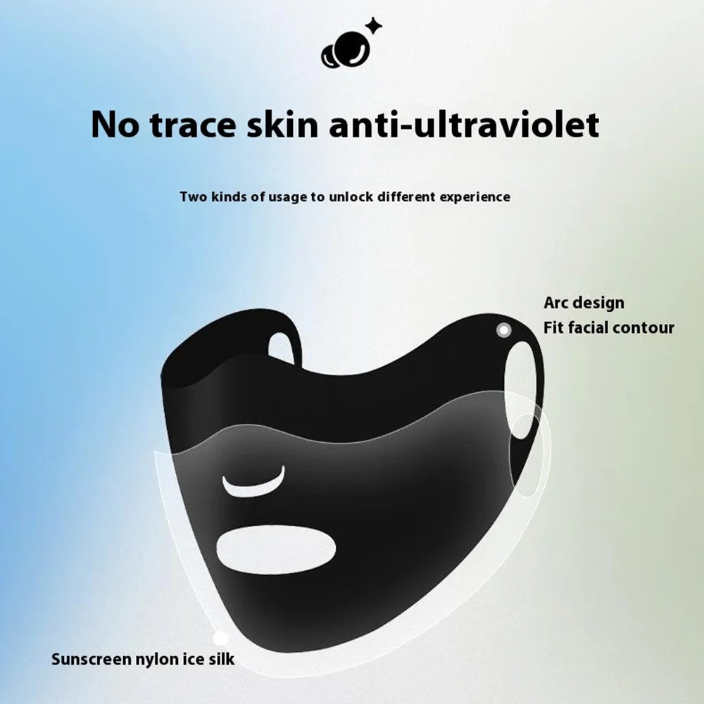 JLBSKZ 3D Face Mask Summer Sun Protection Breathable Ice Silk Face Cover for Outdoor Activities - Pink - 7