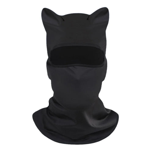 UV Protection Face Mask Neck Cover Motorcycle Bike Riding Breathable Funny Cat Ear Balaclava Hood - Black - 1