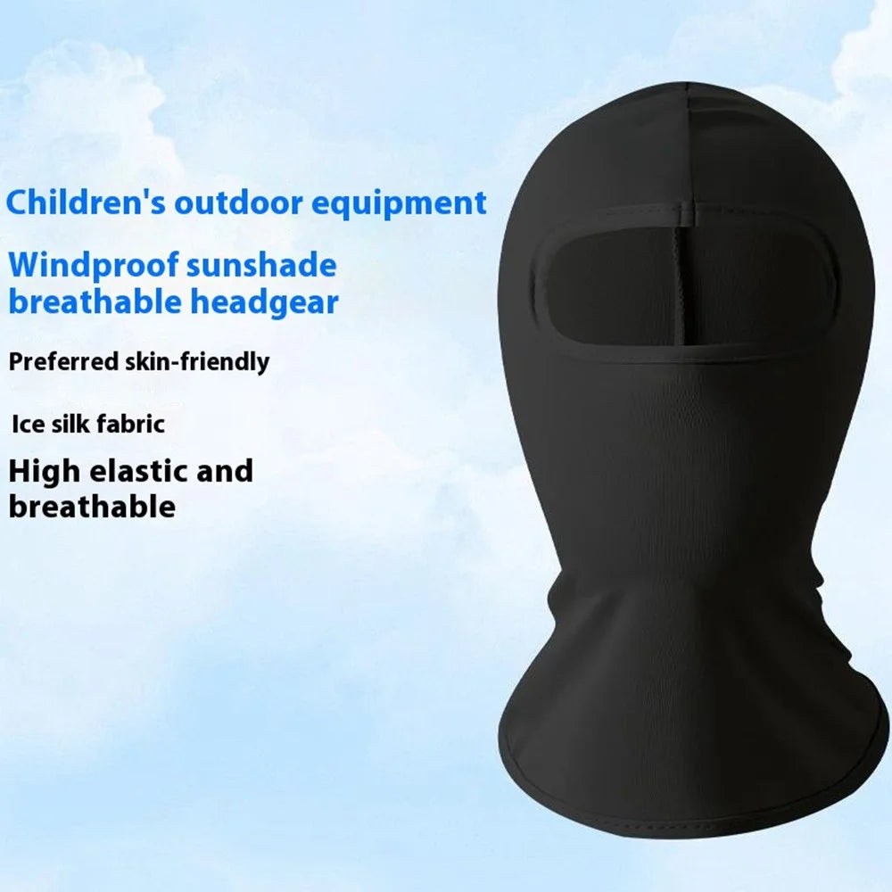 Summer Breathable Ice Silk Kids Sun Protection Cycling Face Mask High Elasticity Motorcycle Balaclava - Camouflage Sky Blue - 2