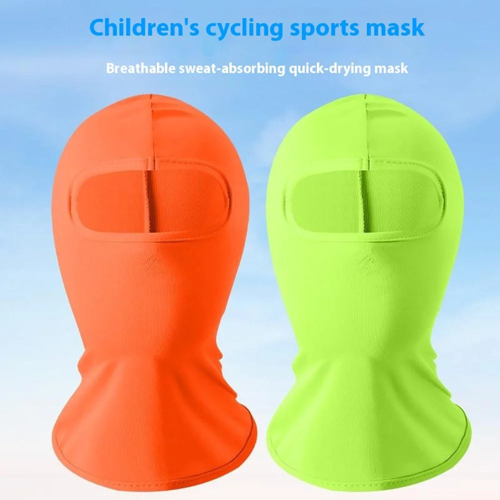 Summer Breathable Ice Silk Kids Sun Protection Cycling Face Mask High Elasticity Motorcycle Balaclava - Camouflage Sky Blue - 3