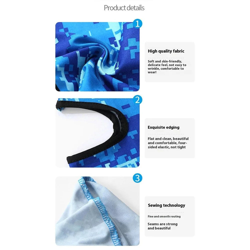 Summer Breathable Ice Silk Kids Sun Protection Cycling Face Mask High Elasticity Motorcycle Balaclava - Camouflage Sky Blue - 4