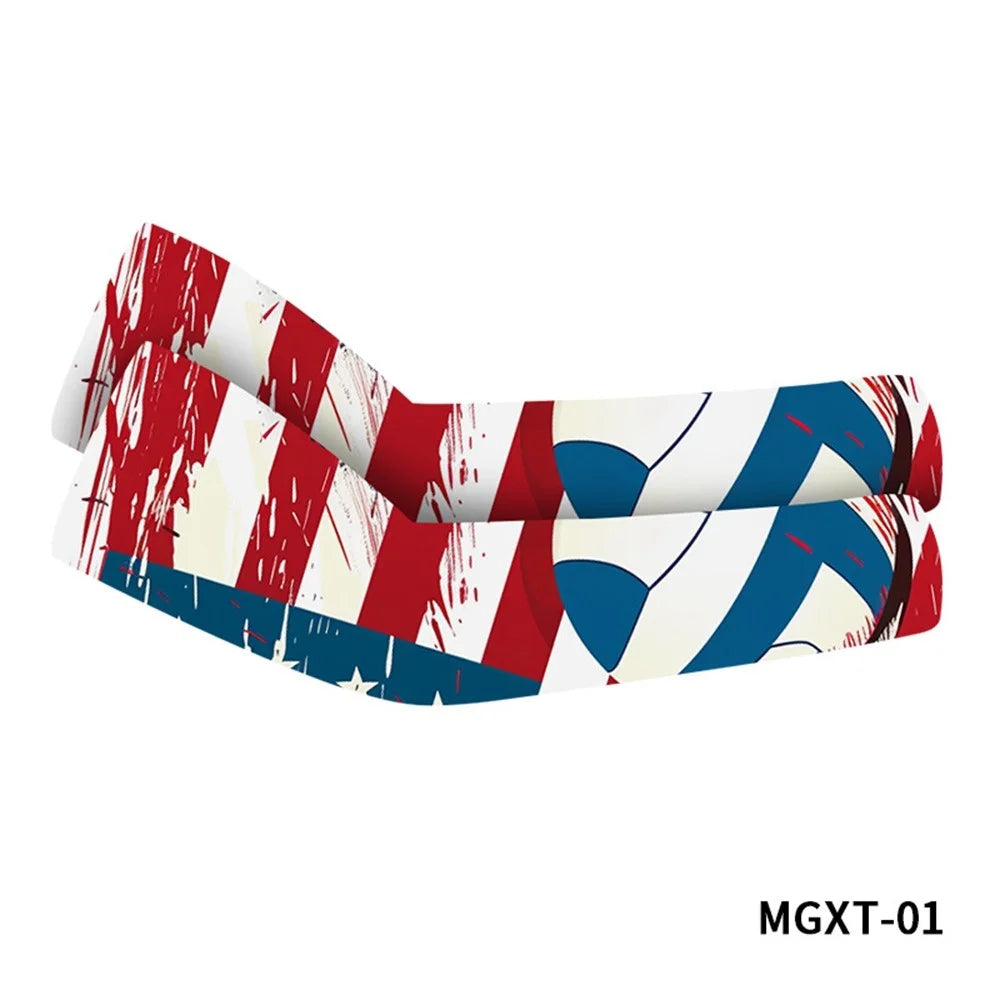 1Pair Cooling Arm Sleeves for 11-14 Years Breathable Sun Protection Arm Cover Outdoor Sports Printed Ice Silk, L - MGXT-01 - 1
