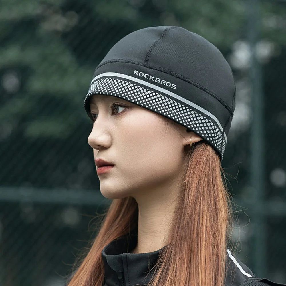 ROCKBROS Winter Cycling Cap Ear Warmer Headcover Outdoor Sports Windproof Fleece Bike Hat - Black - 2
