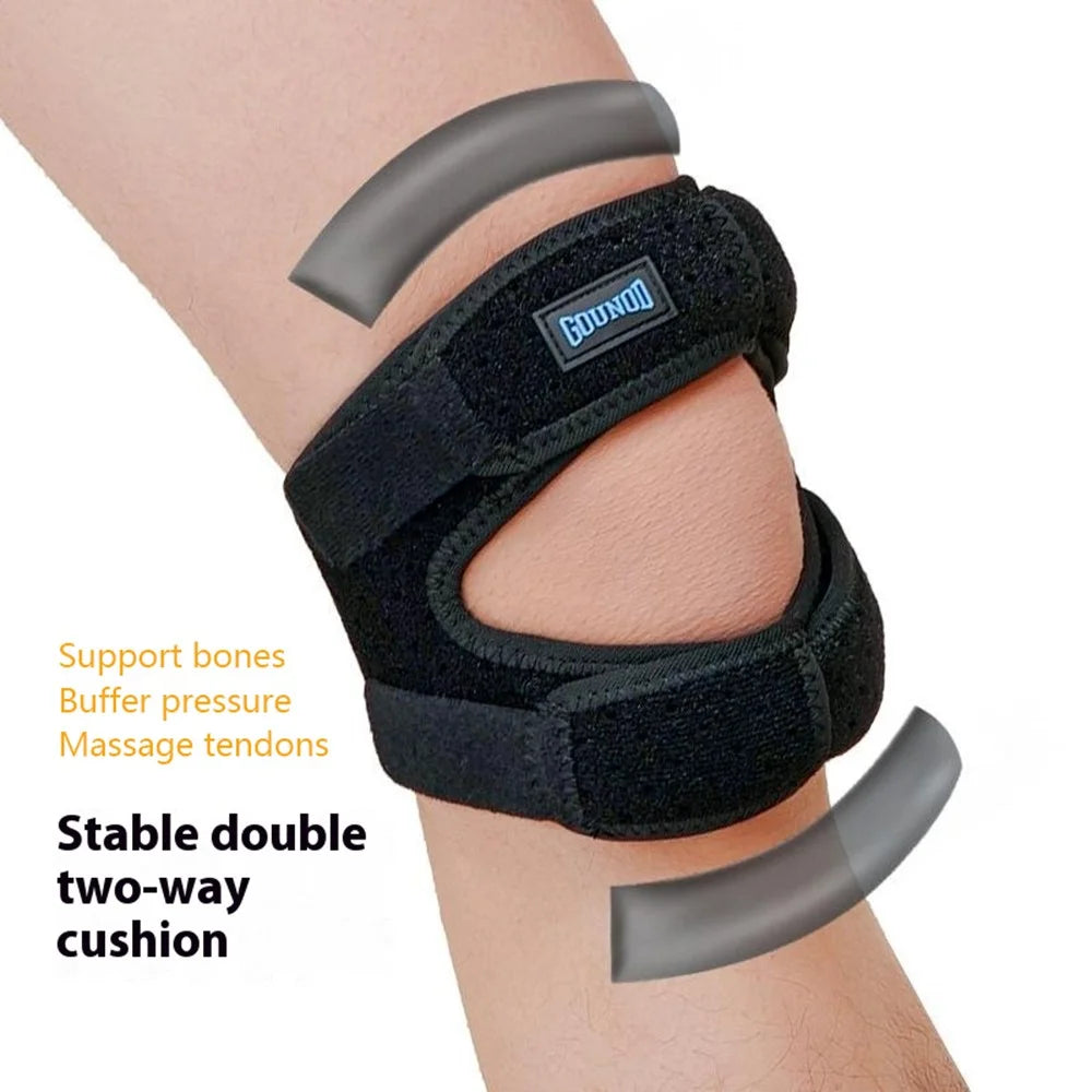 GOUNOD 1 Pair Sports Knee Brace Band Silicone Shock Absorbing Patella Support Strap for Running Basketball - Black - 3
