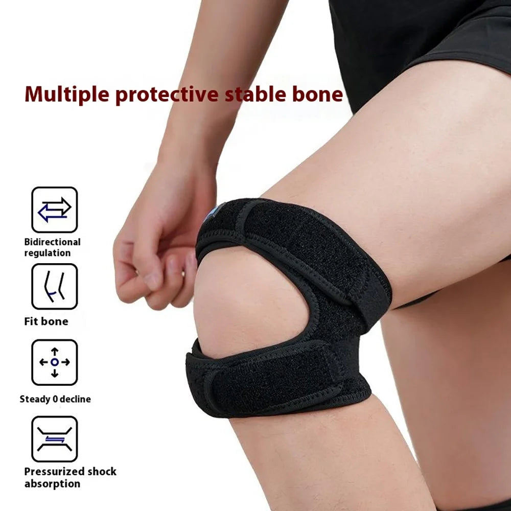 GOUNOD 1 Pair Sports Knee Brace Band Silicone Shock Absorbing Patella Support Strap for Running Basketball - Black - 4