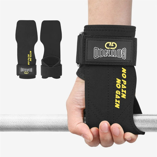 GOUNOD 1 Pair Weightlifting Gloves Double Layer Cowhide Leather Palm Protector Anti Slip Wrist Support - Black - 2