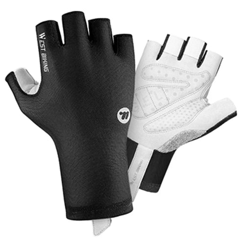 WEST BIKING YP0211265 Shock Absorbing Cycling Gloves Breathable Half Finger Anti Slip Mittens for Road Mountain Bike - Black M - 1