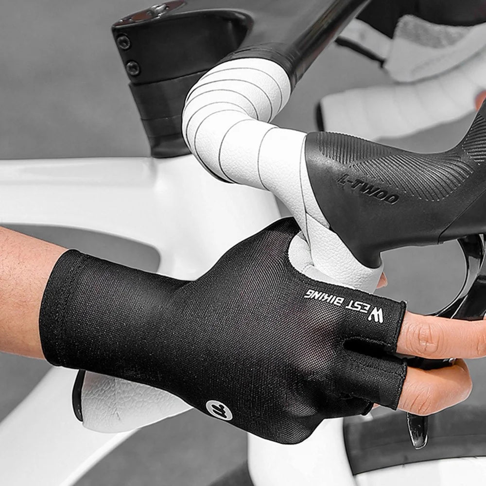 WEST BIKING YP0211265 Shock Absorbing Cycling Gloves Breathable Half Finger Anti Slip Mittens for Road Mountain Bike - Black M - 2