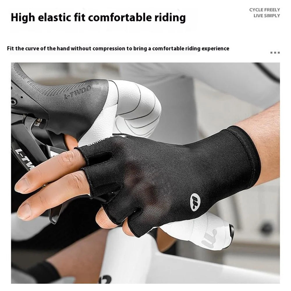 WEST BIKING YP0211265 Shock Absorbing Cycling Gloves Breathable Half Finger Anti Slip Mittens for Road Mountain Bike - Black M - 5