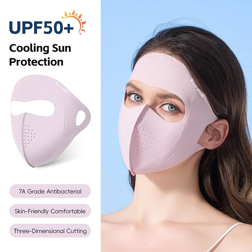 WEST BIKING YP0201465 Outdoor Sports Face Mask Ice Silk Breathable Sun Protection Full Face Cover - Pink - 2