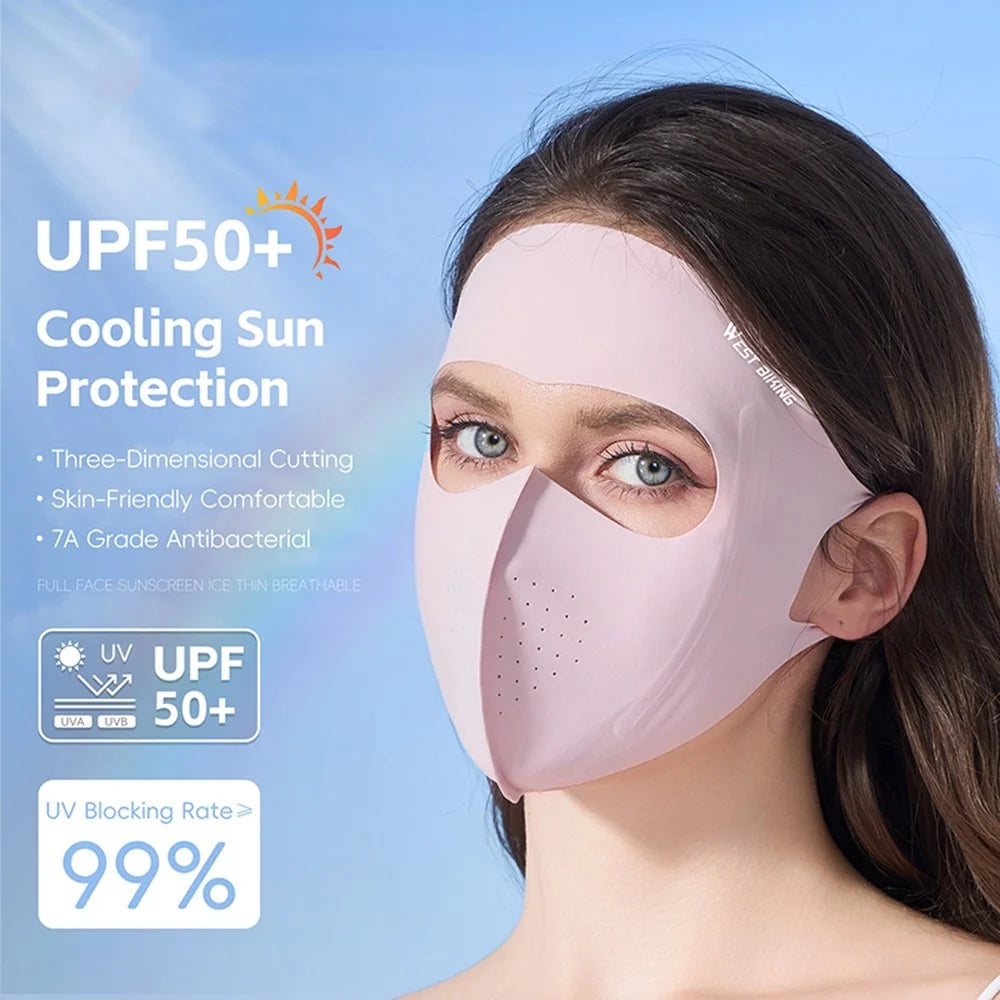WEST BIKING YP0201465 Outdoor Sports Face Mask Ice Silk Breathable Sun Protection Full Face Cover - Pink - 3