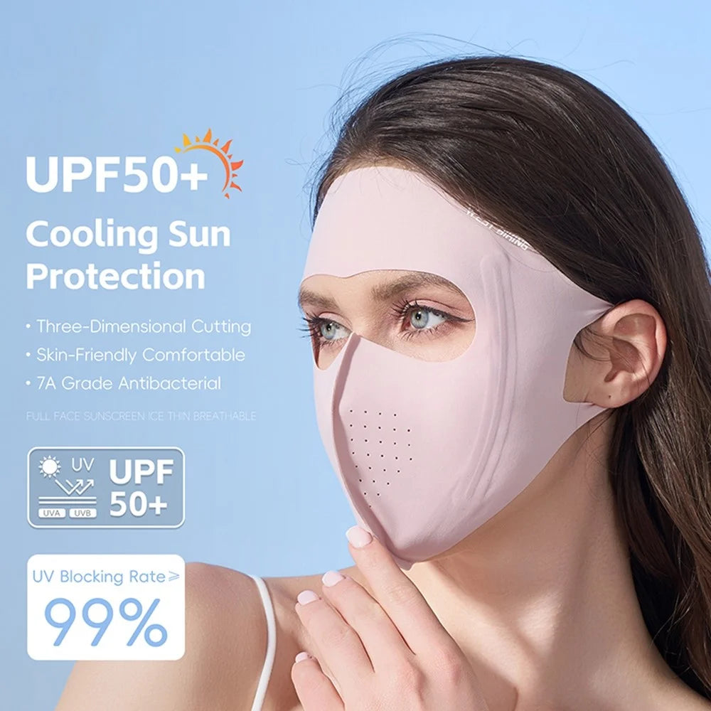 WEST BIKING YP0201465 Outdoor Sports Face Mask Ice Silk Breathable Sun Protection Full Face Cover - Pink - 4