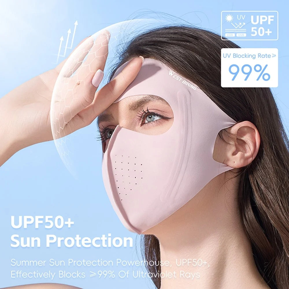 WEST BIKING YP0201465 Outdoor Sports Face Mask Ice Silk Breathable Sun Protection Full Face Cover - Pink - 6