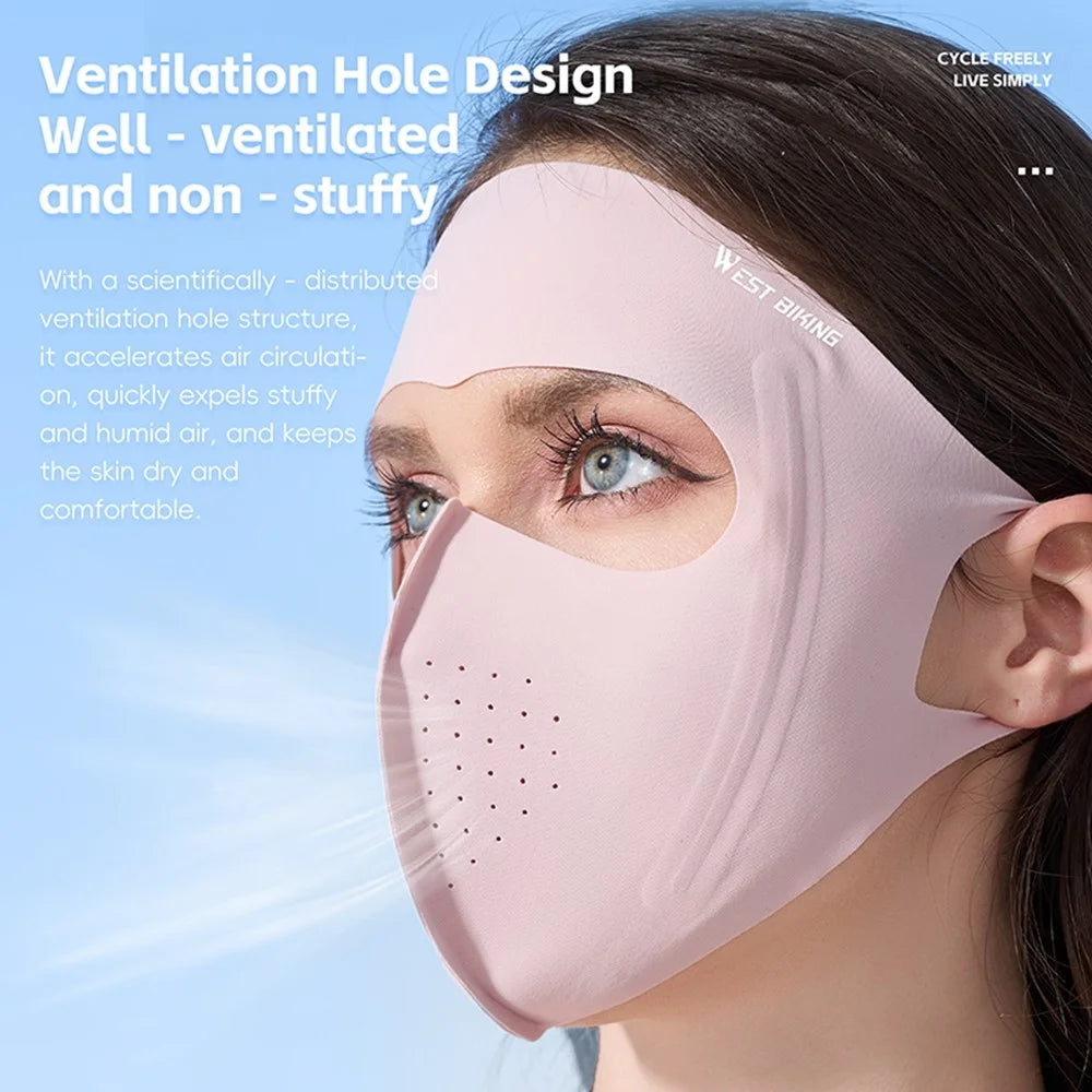 WEST BIKING YP0201465 Outdoor Sports Face Mask Ice Silk Breathable Sun Protection Full Face Cover - Pink - 7