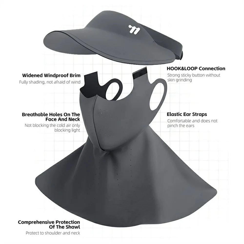 WEST BIKING YP0201467 Summer Sun Protection Detachable Sun Hat Face Shoulder Cover for Cycling Hiking Fishing Outdoor Sports - Dark Grey - 7