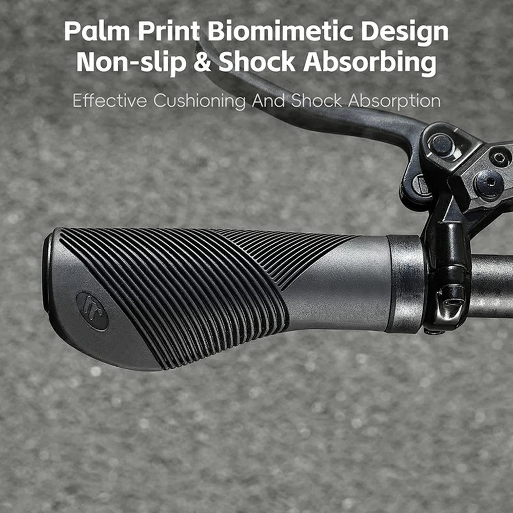 WEST BIKING YP0804084 1 Pair Bicycle Handlebar Grips Shock Absorbing Anti Slip MTB Bike Lock-On Grips - Black - 7