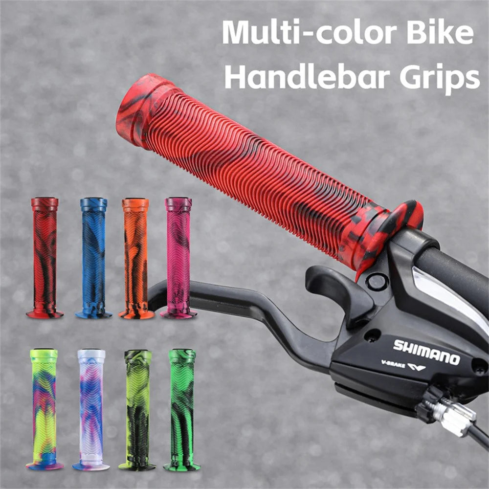 WEST BIKING 1 Pair Mountain Bike Handlebar Grips Cycling Anti Slip Soft Rubber Grips - Style A / Red - 2
