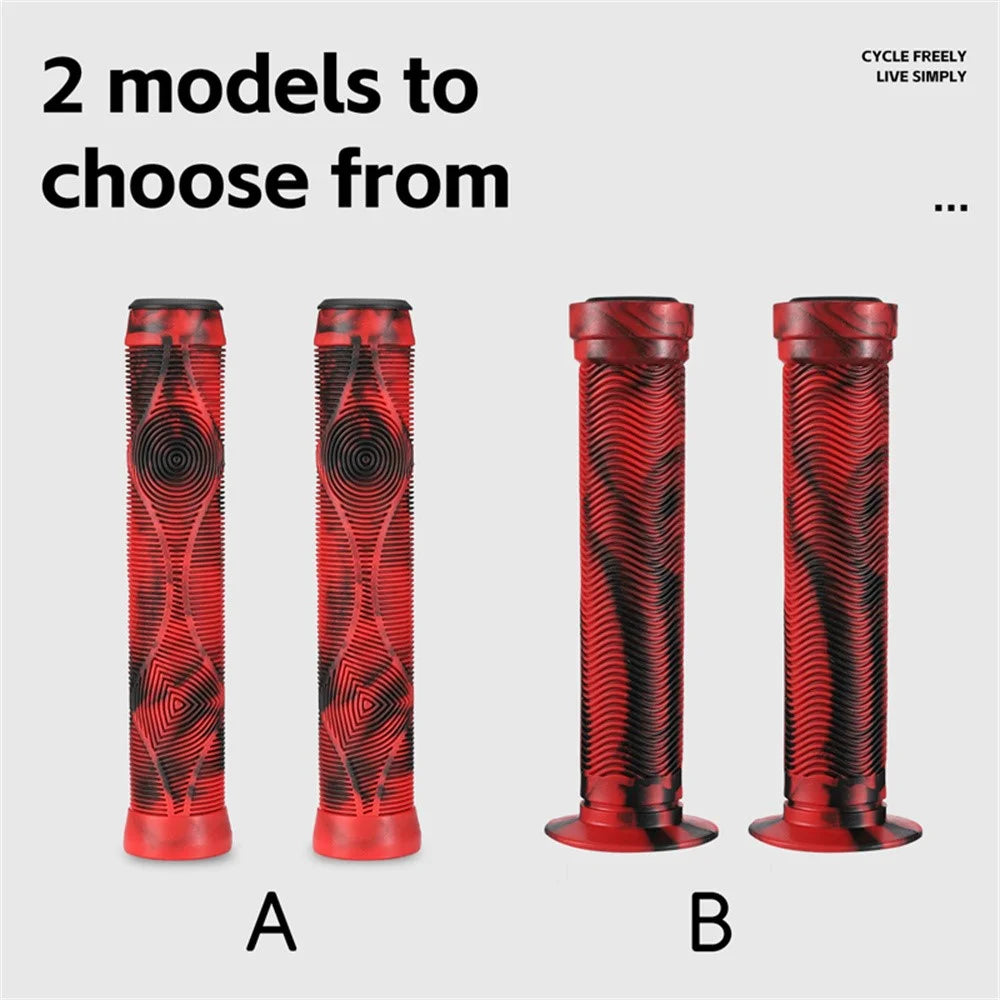 WEST BIKING 1 Pair Mountain Bike Handlebar Grips Cycling Anti Slip Soft Rubber Grips - Style A / Red - 4