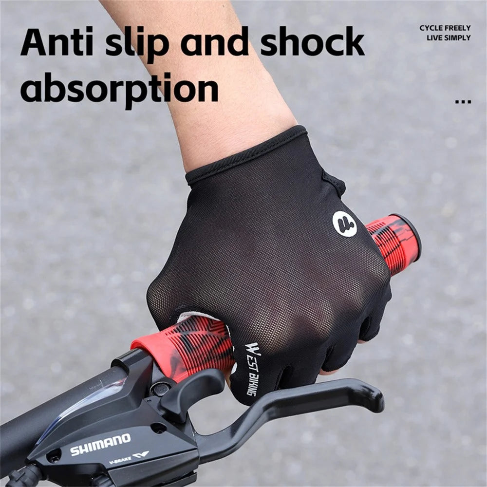 WEST BIKING 1 Pair Mountain Bike Handlebar Grips Cycling Anti Slip Soft Rubber Grips - Style A / Red - 5