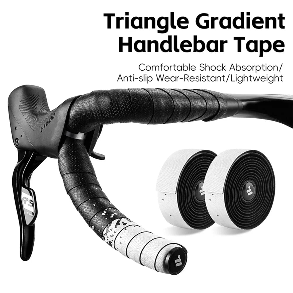 WEST BIKING YP0804093 1 Pair Bicycle Handlebar Tape Gradient PU + EVA Anti Slip Shock Absorbing Bike Grip Straps - Black White Gradient - 5