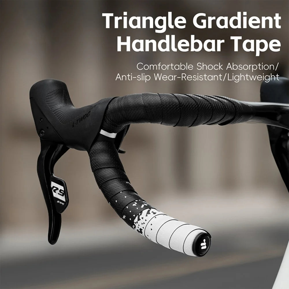 WEST BIKING YP0804093 1 Pair Bicycle Handlebar Tape Gradient PU + EVA Anti Slip Shock Absorbing Bike Grip Straps - Black White Gradient - 6