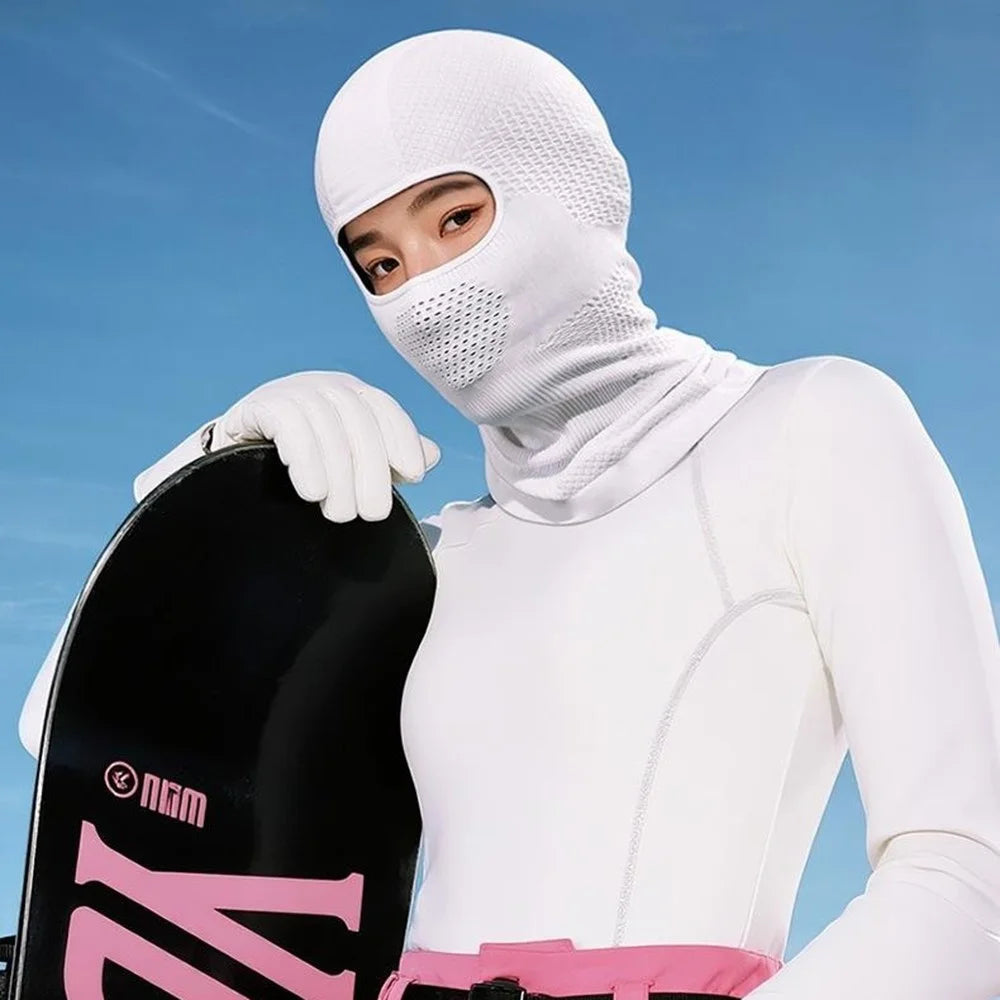 DTJ67 Outdoor Winter Ski Face Mask Neck Protection Windproof Balaclava Hat for Motorcycle Riding - White - 3