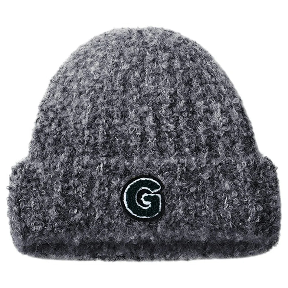 DMZ133 Winter Wool Blend Knitted Beanie Hat Women Outdoor Thicken Warm Head Cap - Grey - 1