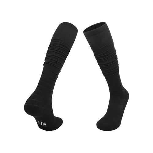 PORFIN Size S / M Moisture Wicking Hockey Socks Non-Slip High Tube Athletic Socks, for Shoe Size 28-38 - Black - 1